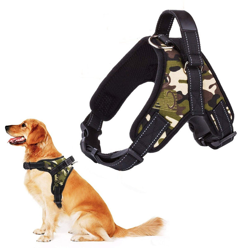 FancyWhoop Pet Dog Harness No Pull Adjustable Pet Walking Harness Dog Body Vest Comfort Control for Dogs in Walking Training-Camouflage Green-L-Chest 63-84cm-0.158KG L - PawsPlanet Australia