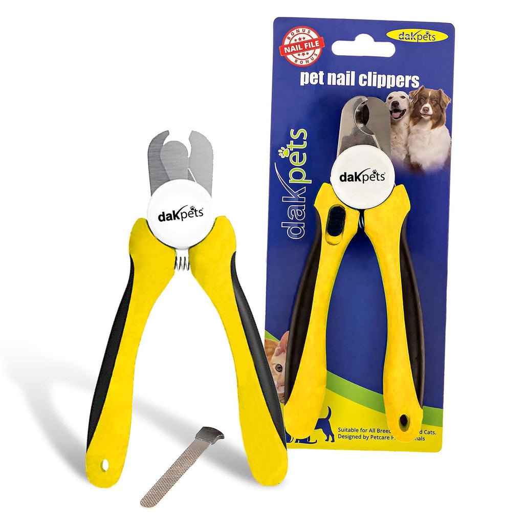 DakPets Dog Nail Clippers | Professional Dog Claw Clippers for Medium to Large Breeds | Pet Nail Clippers for Dogs with Safety Guard and Nail File | Clipper, Trimmer and Cutter for Nails and Claws Medium - Large Yellow - PawsPlanet Australia