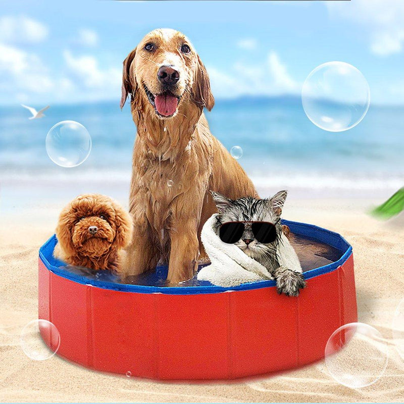 Farm & Ranch Portable Foldable Dogs Cats Bathing Tub Bathtub Wash Tub Pet Swimming Pool Water Pond (60cm(Dia) x 20cm(H)) 60cm(Dia) x 20cm(H) - PawsPlanet Australia