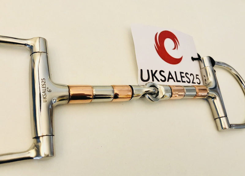 UKSALES25 D-Ring Copper Roller Jointed Snaffle Bit (4.5") 4.5" - PawsPlanet Australia