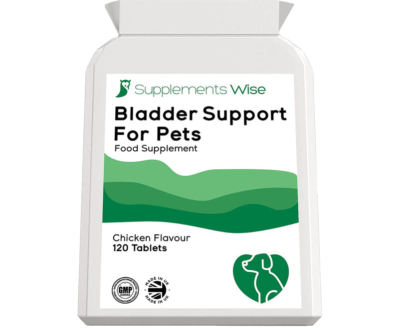 Bladder Support For Dogs and Cats - 120 Chicken Flavour Tablets - Urinary Tract Infection UTI and Cystitis Treatment - Contains D-Mannose, Cranberry, Marshmallow Root, Liquorice, Astragalus and Nettle - PawsPlanet Australia