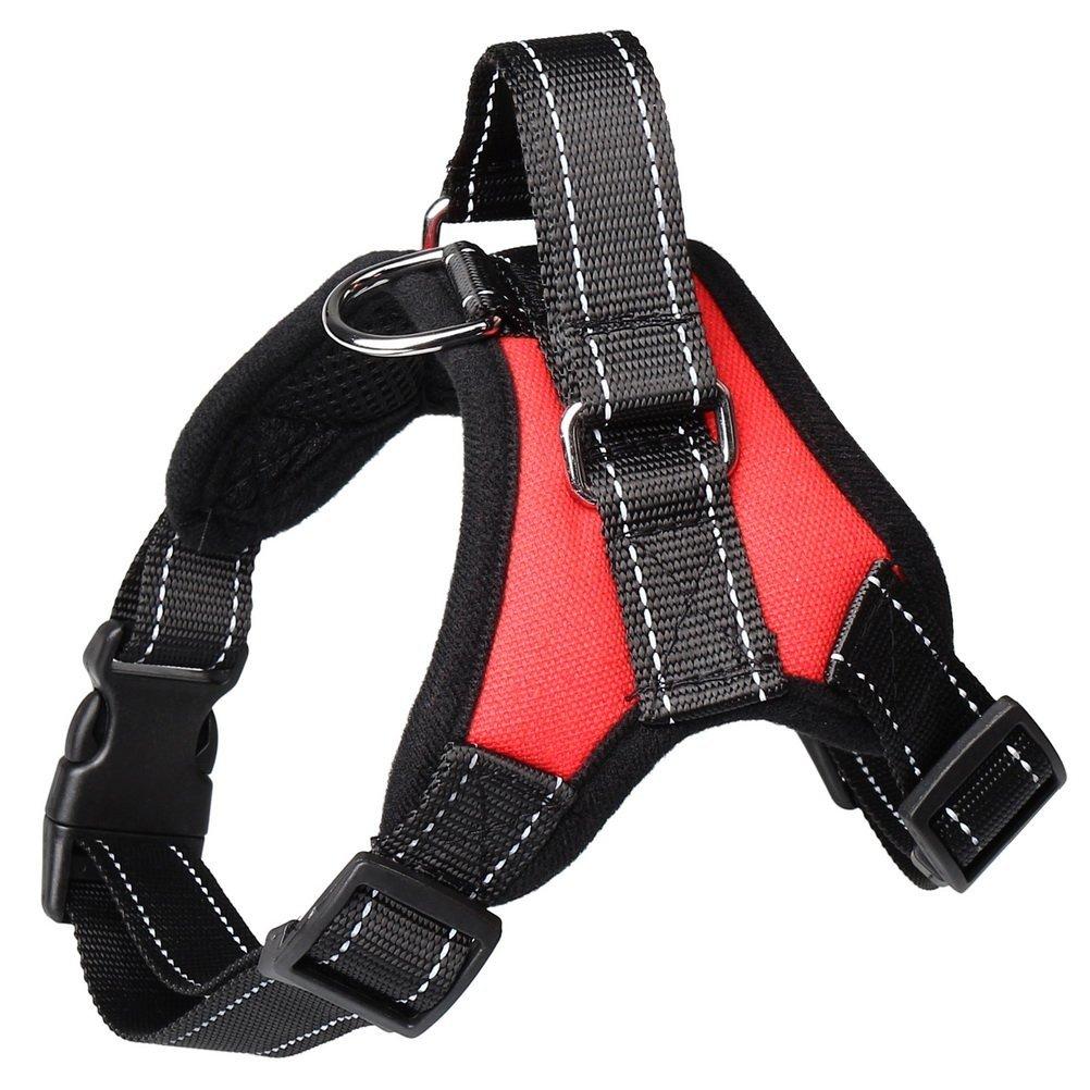 ZHIYE Adjustable No Pull Dog Harness Soft Padded Walking Training Assistance Chest Red M - PawsPlanet Australia