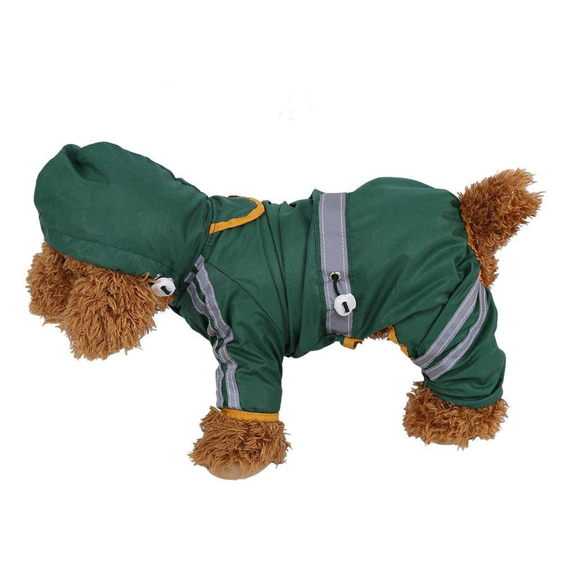 Pet Raincoat, Waterproof Jacket Cat Dog Hood Rain Coat Reflective Jumpsuit Apparel(Green XS) Green XS - PawsPlanet Australia