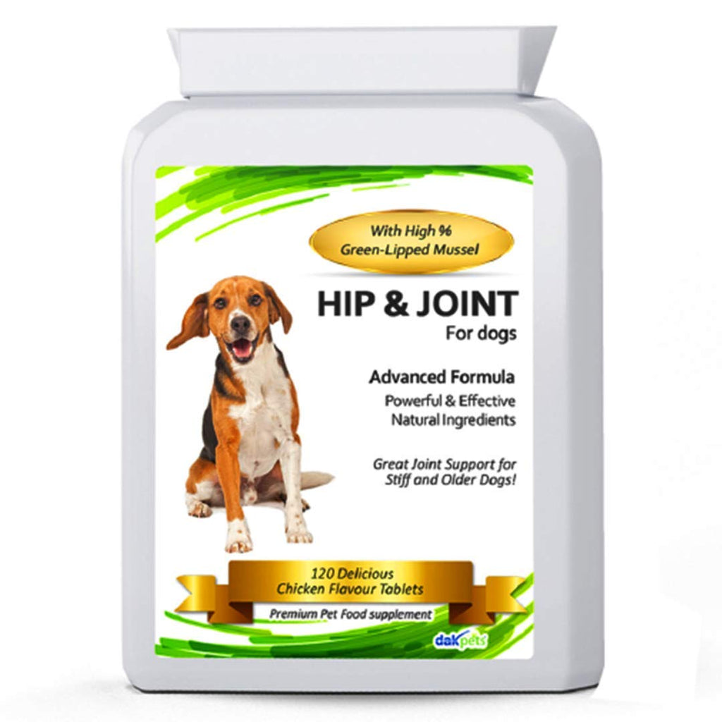 Advanced Hip and Joint Support Glucosamine for Dogs - Powerful Chondroitin, MSM, Curcumin & Green Lipped Mussel Dog Joint Supplement - with Vitamins E & C, 120 Tablets, made in UK (120 tablets) - PawsPlanet Australia