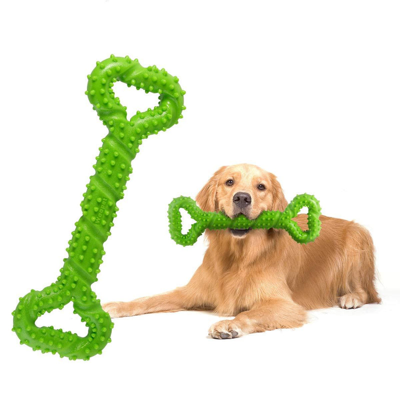 Petyoung Durable Dog Chew Toys 13 Inch Bone Shape for Aggressive Chewers, Interactive Toy for Small Medium and Large Dog with Strong Tug Convex Design Tooth Cleaning (green) Green - PawsPlanet Australia