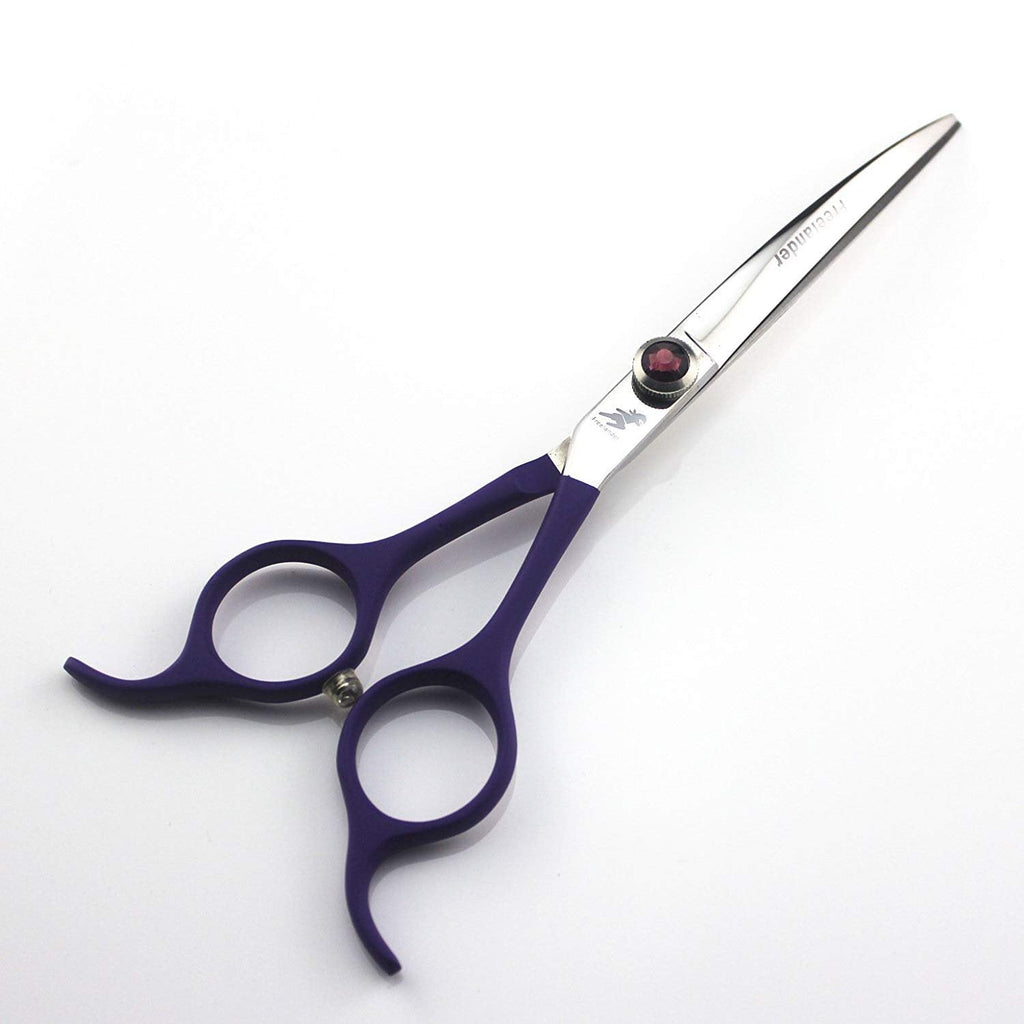 6.5" Japan 440C Downward Curved Professional Pet Grooming Scissors Dog Hair Cutting Shears for Left or Right Hand Pet Groomer (Purple) Purple - PawsPlanet Australia