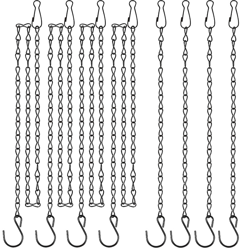 Teenitor 8 Pcs Black Metal Hanging Basket Chains, 4 Pcs 35 Inch & 4 Pcs 13 Inch Replacement Extender Metal Chains Set with Clips & Hooks for Chicken Feeder Bird Cage Planters Lanterns Ornaments - PawsPlanet Australia