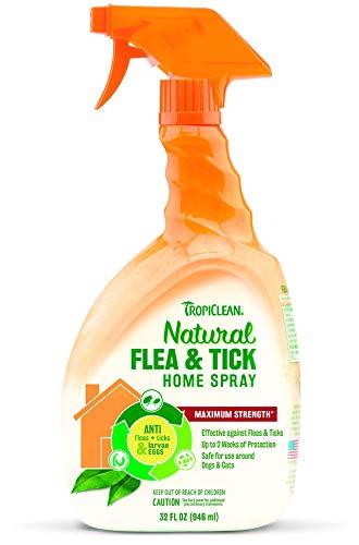 TropiClean Natural Flea & Tick Home Spray For Pets - Made in USA, Kills 99% of Fleas, Ticks, Larvae, Eggs, No Pyrethrin/Permethrin, EPA-Approved Cedarwood & Lemongrass Oil (946 ml) - PawsPlanet Australia
