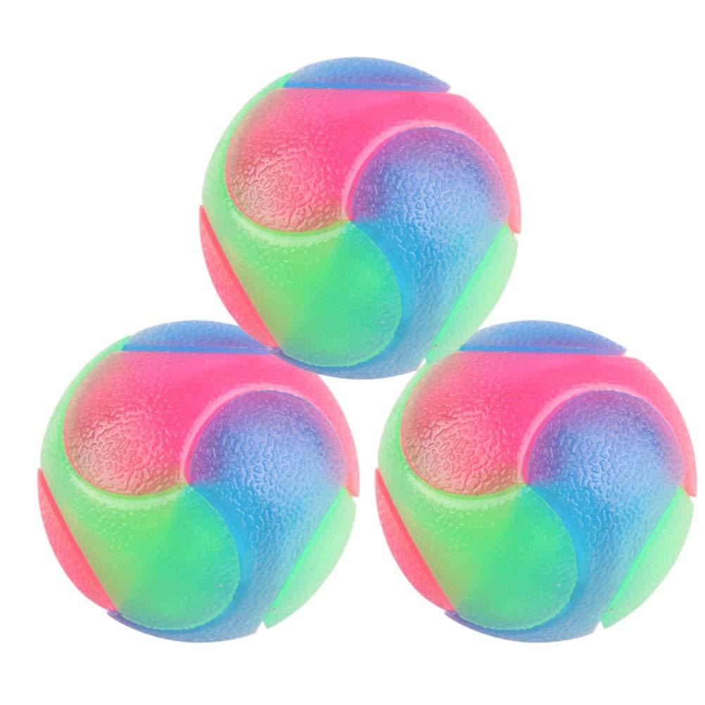 UKCOCO 3Pcs Pet Colorful Rubber Balls, Luminous Balls, Puppy Rubber Tennis Ball, Teeth Cleaning Glittery Toys, Dog Durable Chew Balls - PawsPlanet Australia