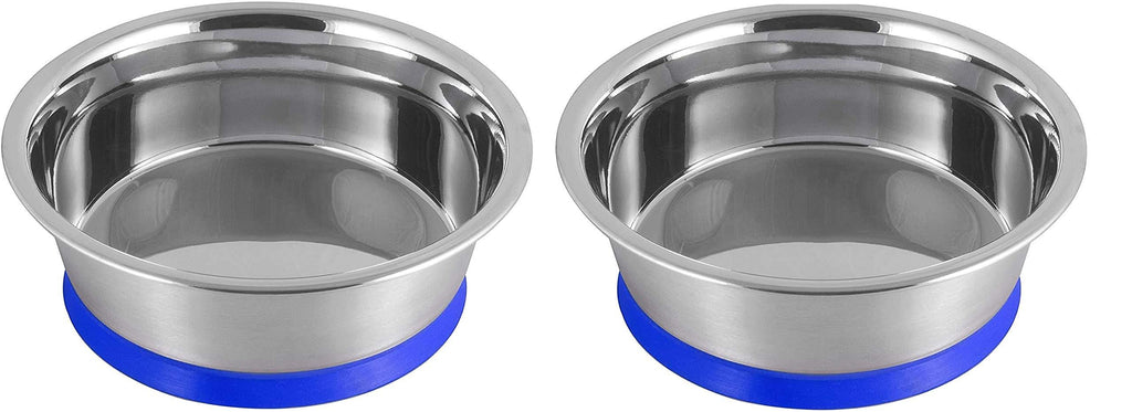 Bow-Wow Pet Bowls, Rubber Base - Non-Skid, 1 Quart, Set of 2, Assorted Color 6.6 Inch - PawsPlanet Australia