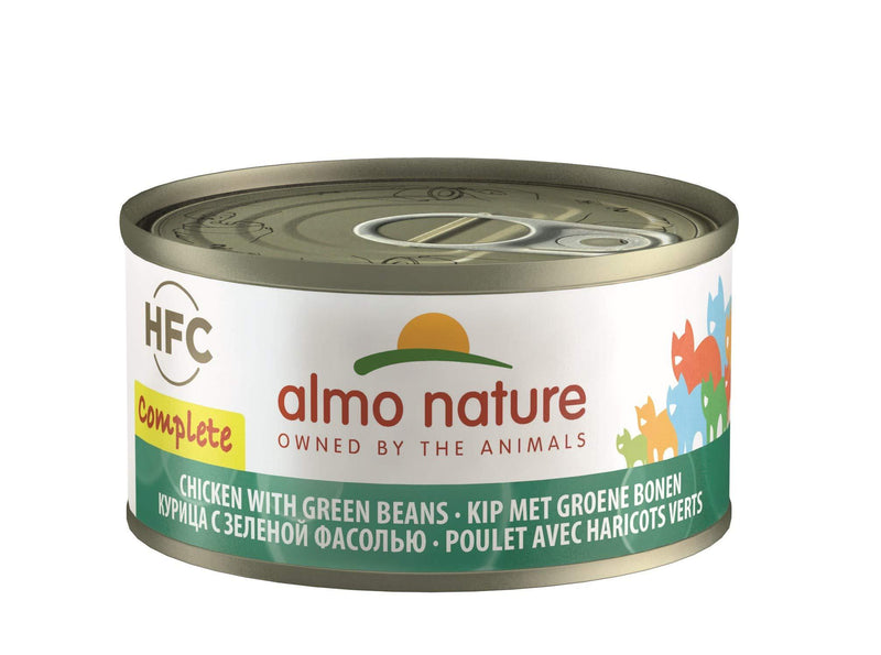 Almo Nature HFC Cat Wet Food Complete with Chicken & Green Beans - (Pack of 24 x 70g Tins) - PawsPlanet Australia