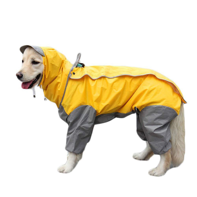 TFENG Dog Raincoat with Removable Hoodie, Outdoor Adjustable Drawstring, Magic Tape Waterproof Rain Jacket with Hood Collar Hole Yellow Size 18 18 (Back Length: 44cm) - PawsPlanet Australia