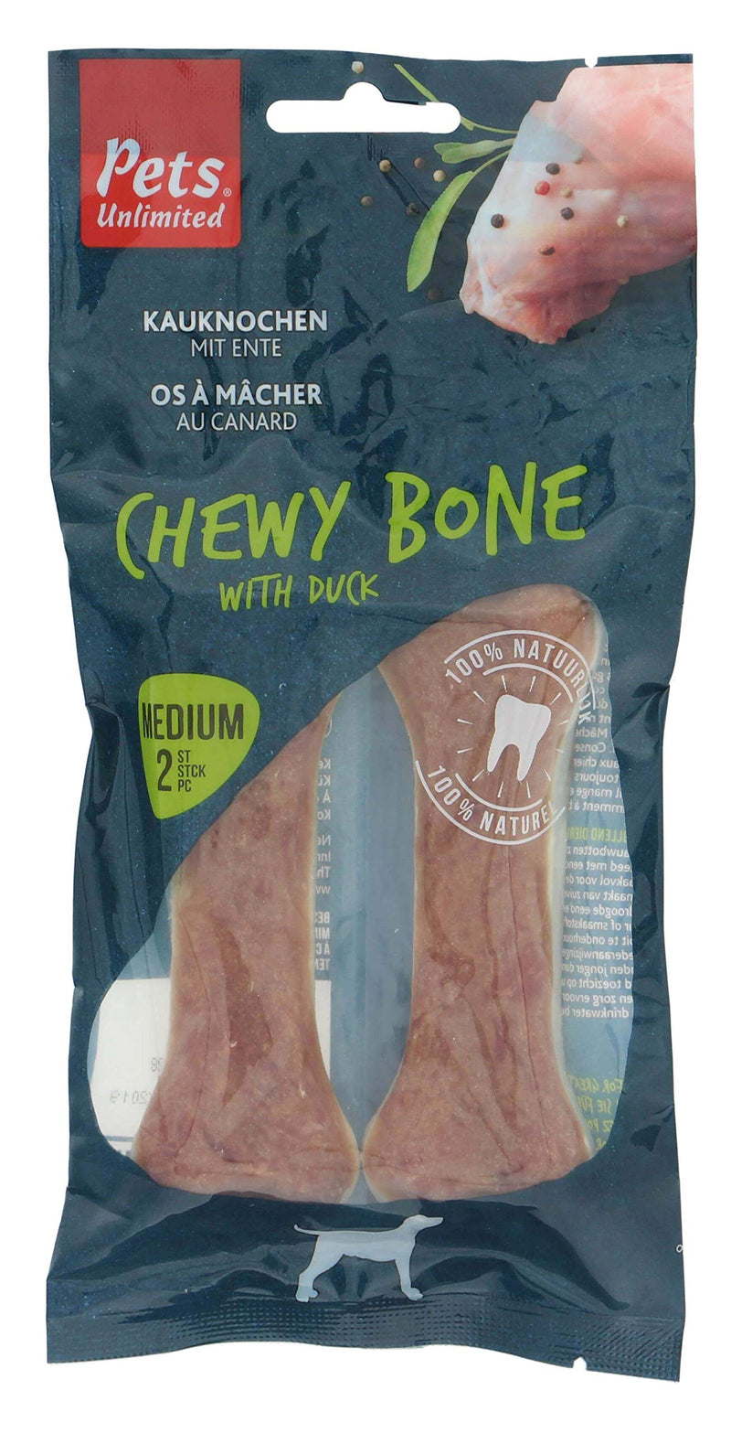 Pets Unlimited Chewy Bones with Duck, Medium, 2pcs transparent - PawsPlanet Australia