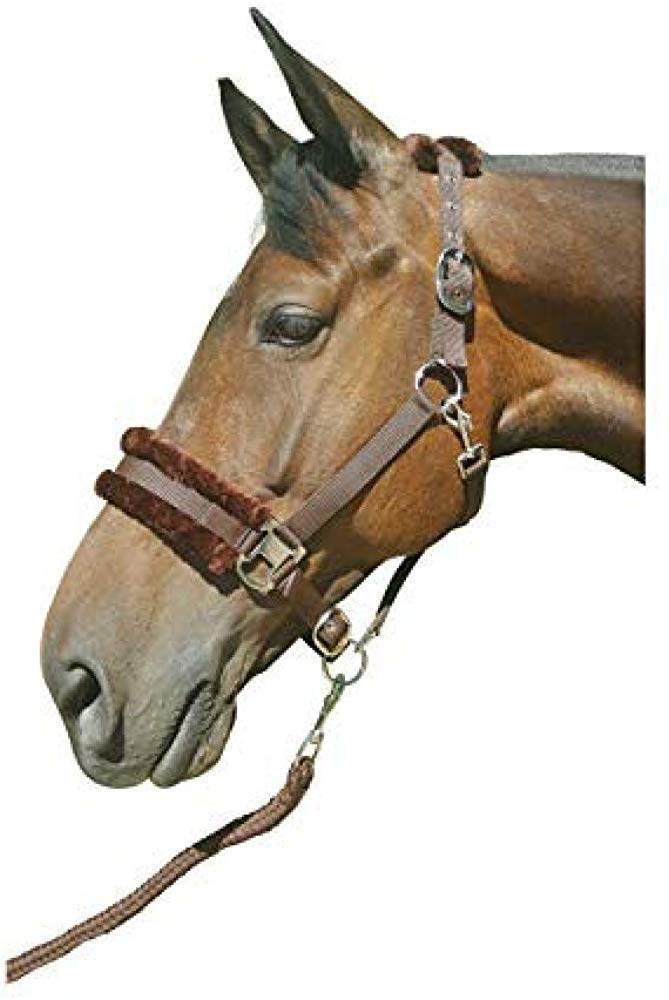 Y-H Hy Faux Fur Padded Head Collar Lead Rope PR-16214 Brown Pony 16223 - PawsPlanet Australia