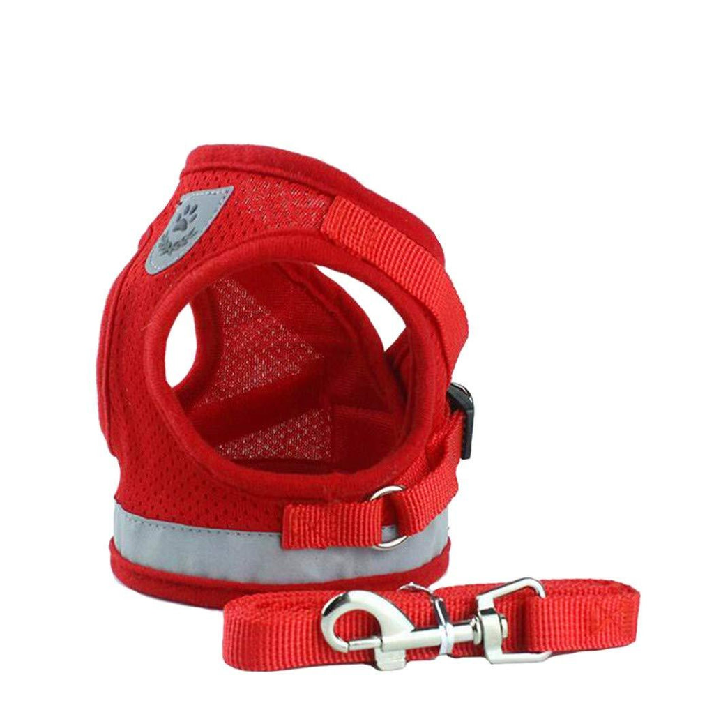 Xiaoyu Reflective Dog Vest Harness and Leash Set, Harness Adjustable and 3M Reflective Vest for Small, Medium, Large Dogs, Red, L - PawsPlanet Australia