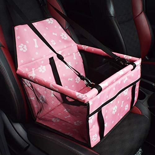 Pet Car Seat Booster for Small Dogs Cats,Safe and Comfort Foldable Waterproof Dog Car Sofa Seat Carrier with Belt for Cat Puppies& Rabbits Travelling (Pink bone) - PawsPlanet Australia