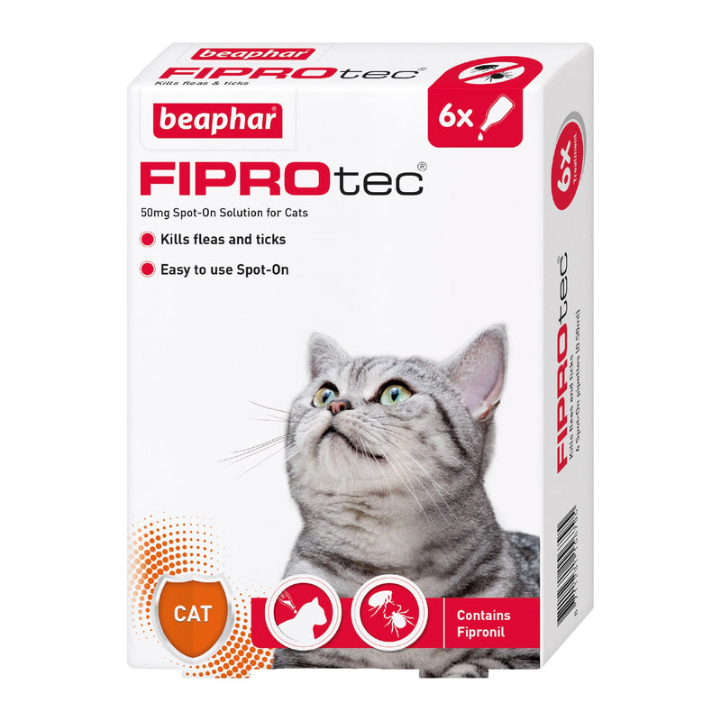 Beaphar | FIPROtec® Spot-On for Cats | Kills Fleas & Ticks | Vet Strength Treatment | 6 Pipettes - PawsPlanet Australia