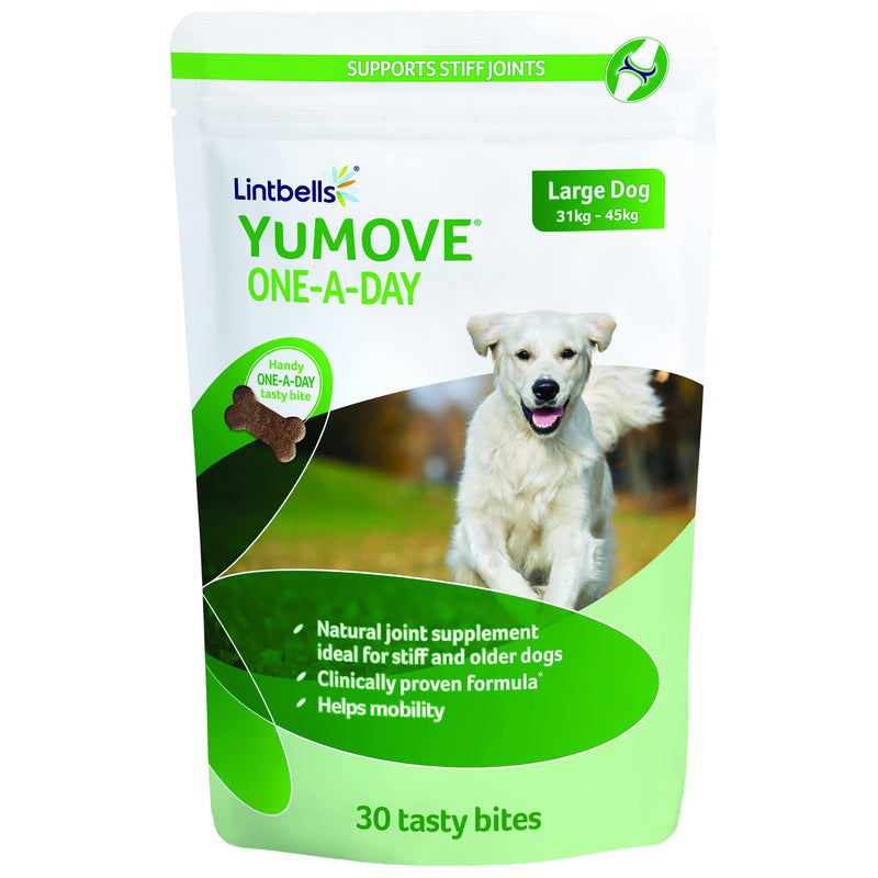 Lintbells | YuMOVE ONE-A-DAY Large Chewies for Dogs | Hip and Joint Supplement for Stiff Dogs, with Glucosamine, Chondroitin, Green Lipped Mussel | 30 Chews - 1 Month supply Large Dog - PawsPlanet Australia