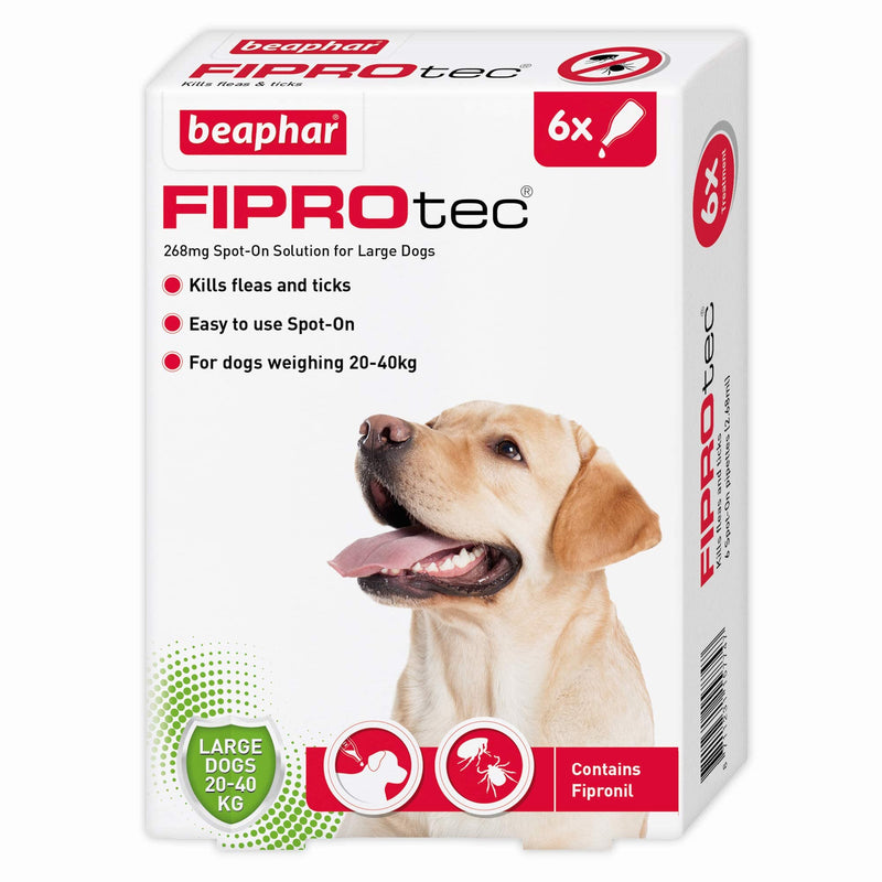 Beaphar | FIPROtec® Spot-On for Large Dogs (20–40kg) | Kills Fleas & Ticks | Vet Strength Treatment | 6 Pipettes - PawsPlanet Australia