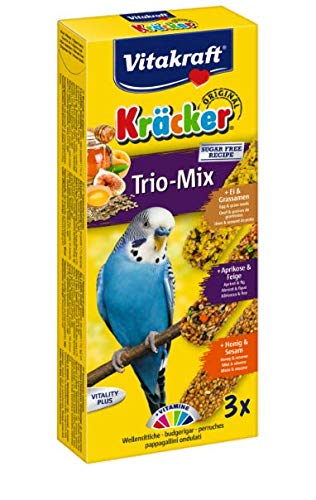 Vitakraft KRÄCKER TRIO-MIX EGG/FRUIT/HONEY 80g - CAGE TREAT KRACKER BUDGIE (1X) 80 g (Pack of 1) - PawsPlanet Australia