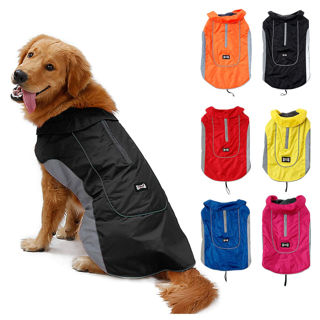 TFENG Waterproof Dog Coat Warm Vest Puppy Jacket with Fleece Lining Black XS XS(Chest:34-42cm, Back:27cm) - PawsPlanet Australia