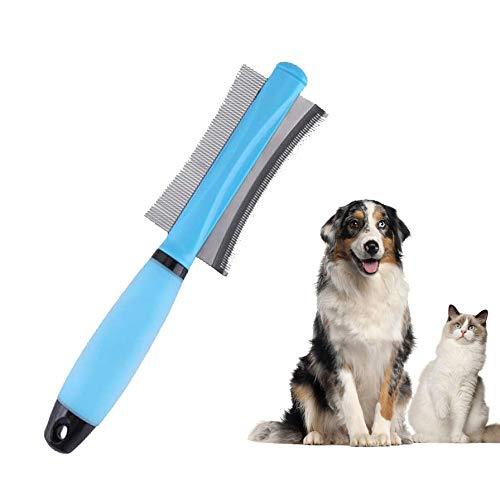 Zeerkeer Dog Comb, Dog Brush Flea Comb, Dog Grooming Comb, Metal Double-Sided Cat Shedding Brush, Stainless Steel, Grooming Tool for Small, Medium and Large Pets (blue) blue - PawsPlanet Australia