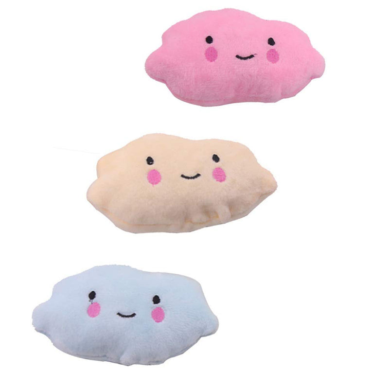 Pet Bite Squeaky Toys Smile Star Cute Stuffed Toys for Dogs Puppy Biting BB Sound Chew Squeaker Cloud Shape Plush Toy for Cats & Small Animals Exercise Entertainment,3 Pack (Cloud) - PawsPlanet Australia