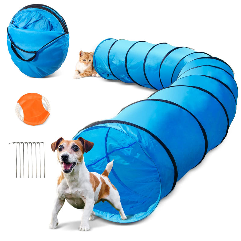 Masthome Dog Agility Training Tunnel with 1PC Flying Disks (Dia-60cm,Length-505 cm) Large Dog Tunnels and Tubes with Pegs & Carry Case Best for Dog,Cat,Rabbit - PawsPlanet Australia