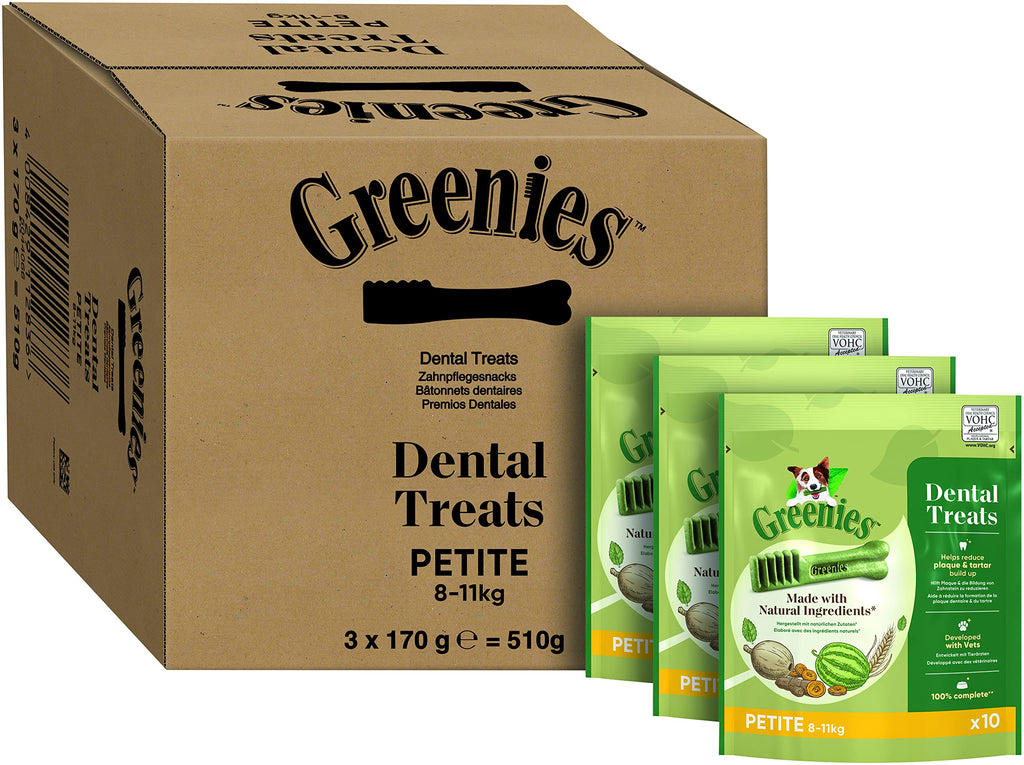 Greenies Daily Original Petite Dog Treats (from 8-11 kg)  The Smart Dental Treat - 3 x 170 g - 30 Chews 3x170g - PawsPlanet Australia