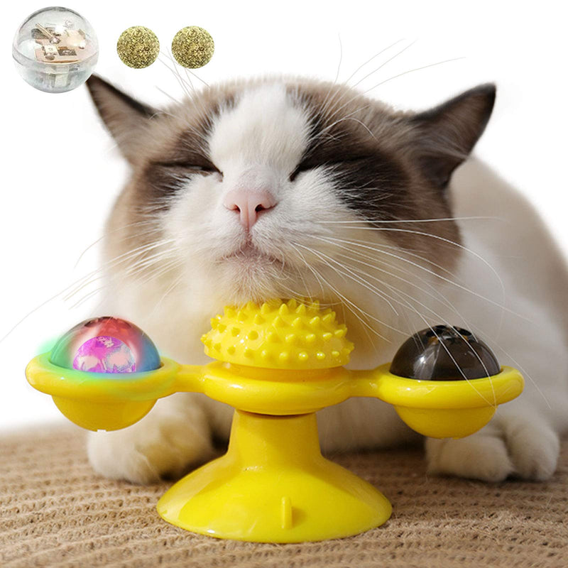OneBarleycorn - Interactive Cat Toy with Suction Cup,Windmill Turntable Teasing Stick Cat Toy Scratching Tickle Hair Brush Pet Accessories Crazy Game - PawsPlanet Australia