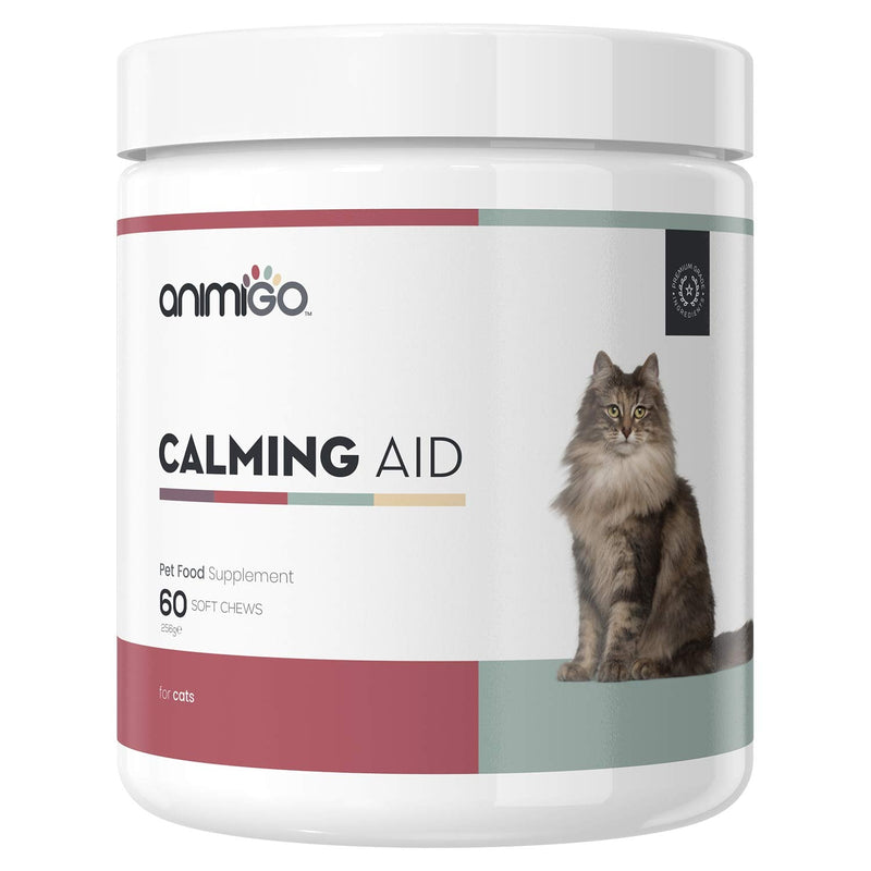 Animigo Calming Aid for Cats - Anxiety Remedy Tablets, Natural Cat Calming Aid - Calm Stress & Anxiety, for Anxious Travel or Nervous New Home Fear - Natural Chamomile & Vitamins To Calm Fear - PawsPlanet Australia