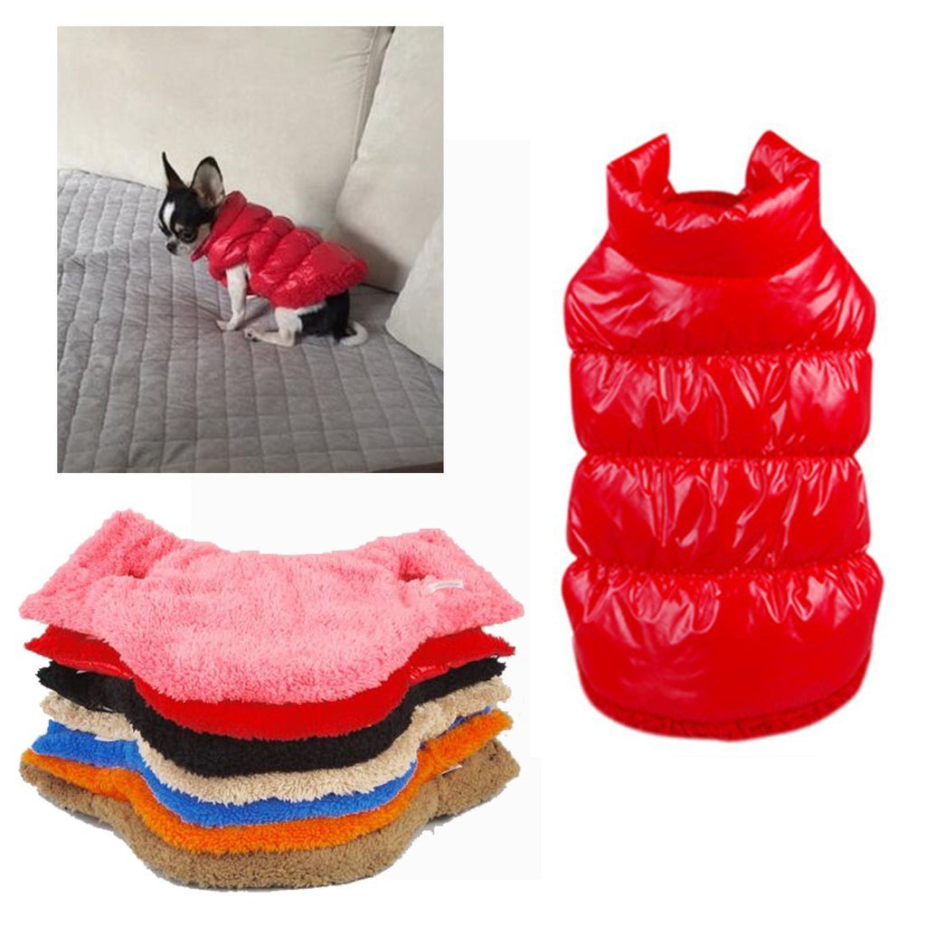 Tineer Winter Padded Vest Coat Hoodies Dog Cat Puppy Pet Cold Weather Coats Jacket Small Pet (M Length:11.4-11.8 inch, Red) M Length:11.4-11.8 inch - PawsPlanet Australia