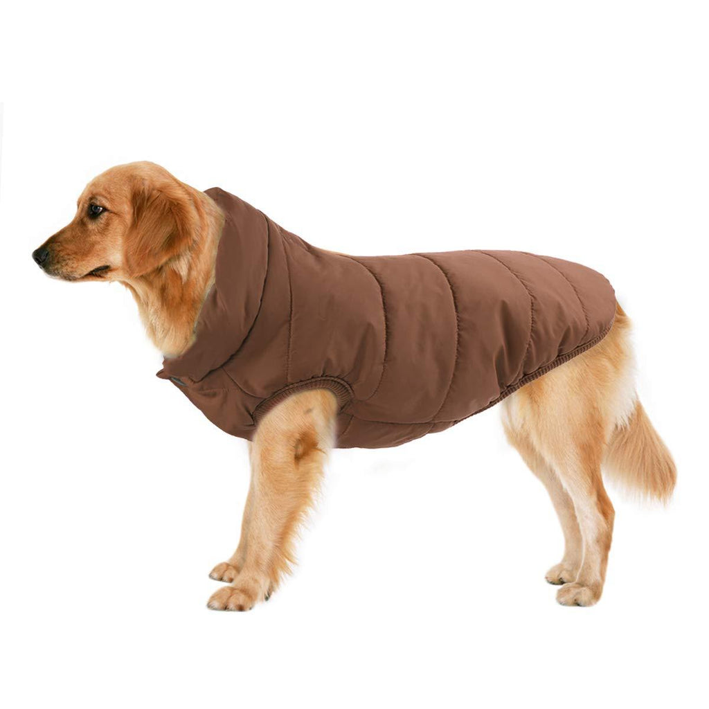 TFENG Dog Coat Fleece Lining Dog Winter Jacket for Most Dogs Brown M M(Chest:50cm, Back:35cm) - PawsPlanet Australia