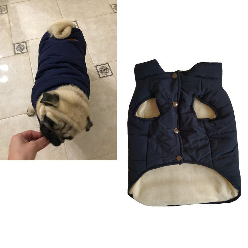Tineer Hooded Pet Clothing Cute Pet Clothing Warm Hooded French Bulldog Warm Vest Suit (S, Blue) S - PawsPlanet Australia