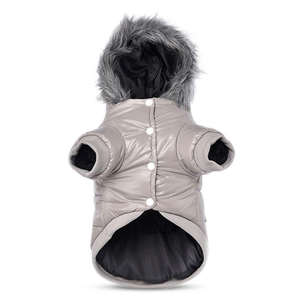 PETCUTE Dog winter coat waterproof dogs winter jacket with hood warm dog coat Gray small S - PawsPlanet Australia