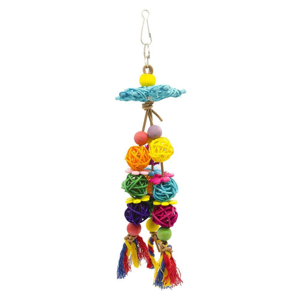 UKCOCO Colorful Bird Parrot Hanging Swing Rattan Balls Toy, Pet Bird Parrot African Greys Budgies Parakeet Cockatiels Cockatoo Conure Macaw Lovebird Cage Ornament Chew Toy - PawsPlanet Australia