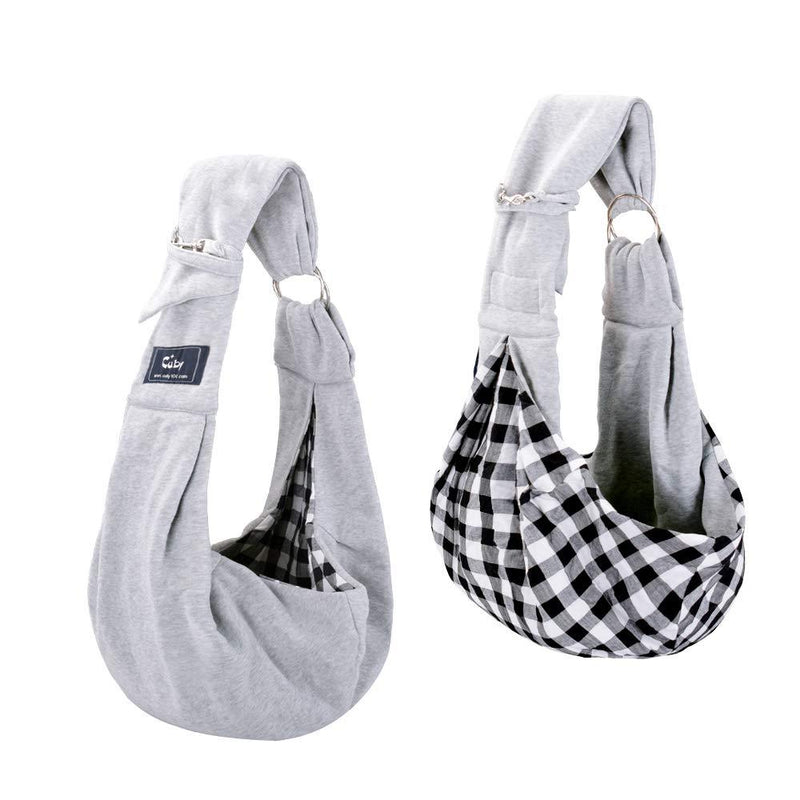 CUBY Reversible Pet Sling Carrier Hands-free Sling Pet Dog Cat Carrier Bag Soft Comfortable Puppy Kitty Rabbit Double-sided Pouch Shoulder Carry Tote Handbag (Grey) Grey - PawsPlanet Australia