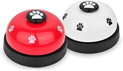 SlowTon Pet Doorbells, 2 Pack Metal Bell Dog Training w/Non Skid Rubber Bottoms Puppy Door Bell for Potty Training Communication Device Clear Ring for Small Doggie Cats (White+Red) White+Red - PawsPlanet Australia