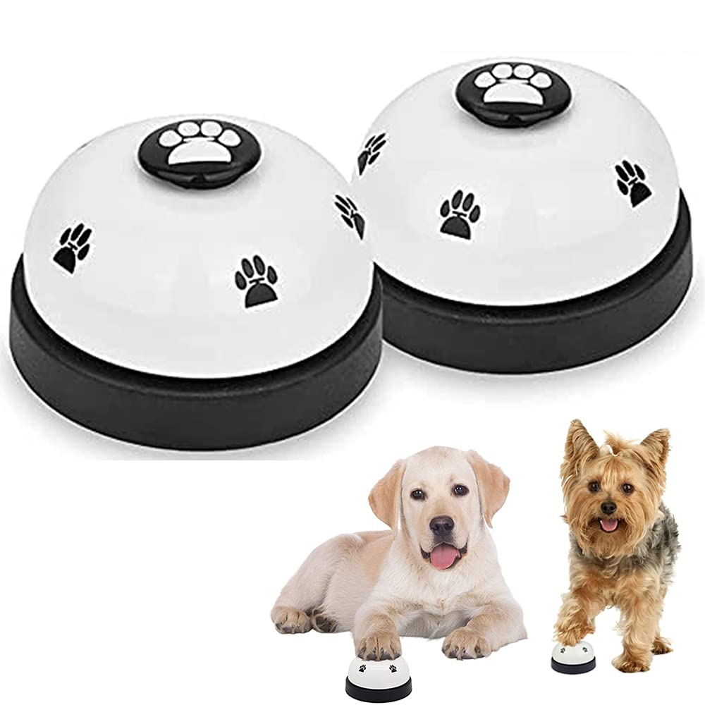 SlowTon 2 Pack Pet Training Bells, Doorbells for Dogs Potty Toilet Training Eating and Shaking hands, Puppy and Cats Communication Device Interactive Toys with Non Skid Rubber Bottoms white+white - PawsPlanet Australia
