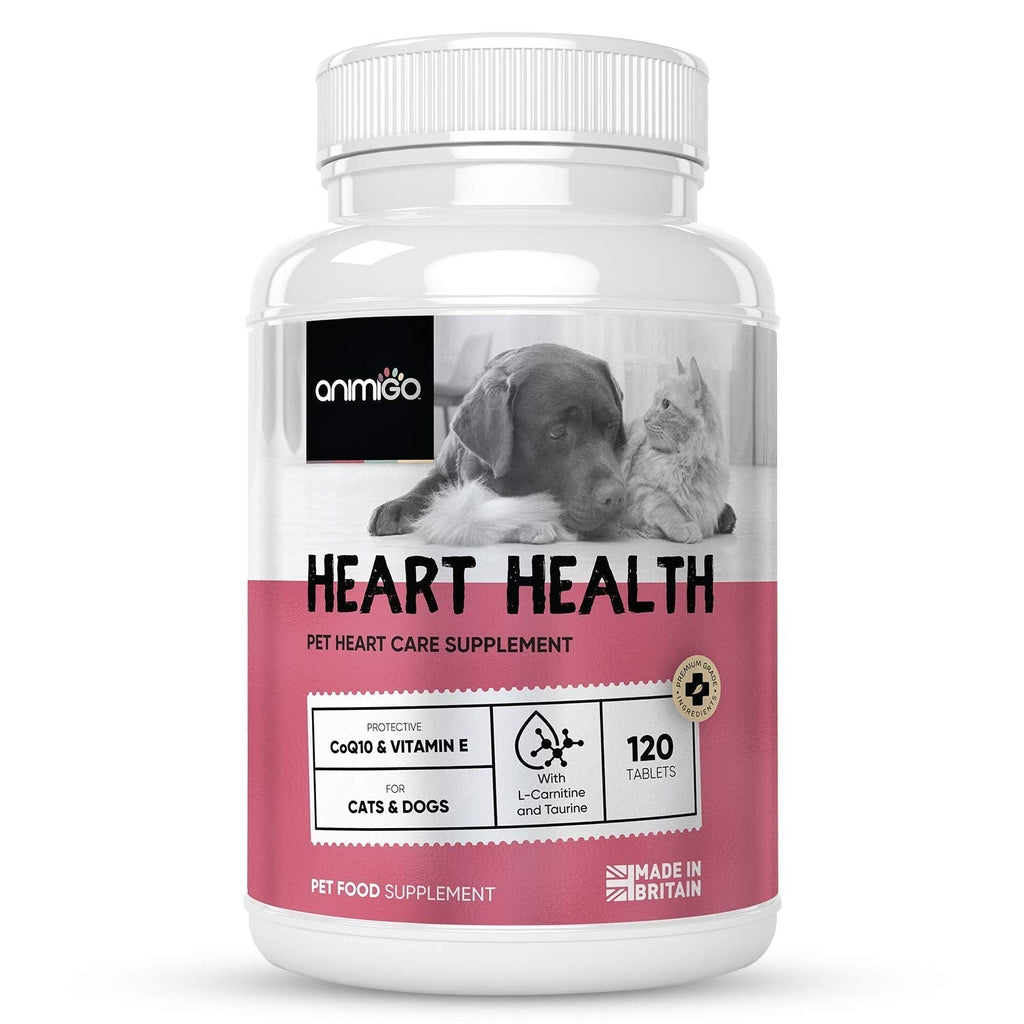 Animigo Heart Health - 120 Tablets - Cat And Dog Conditioning Tablets - Natural Cat And Dog Heart Supplement - Helps Improves Heart Function & Blood Circulation - Made In UK - PawsPlanet Australia