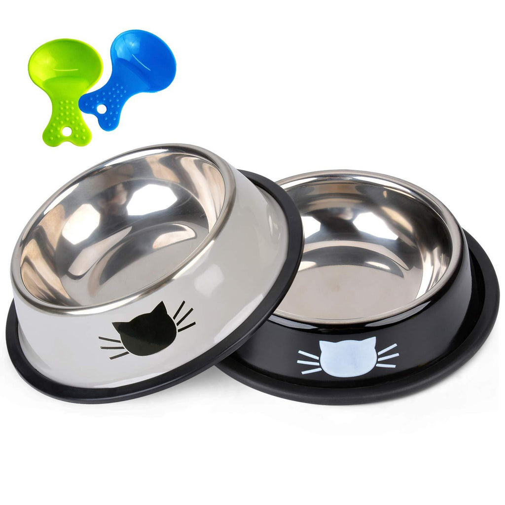 Legendog Cat Bowls, 2 Pcs Food Grade Feeding Bowl Cat Stainless Steel Non-slip Cats Bowl Cat Bowl Set | Food Bowl Cat | Cat Water Bowl | Pet Bowls for Cats | for Cats (Grey) Black / Grey - PawsPlanet Australia