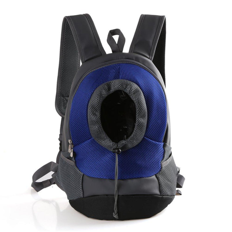 Tineer Outdoor Breathable Pet Dog Carrier Backpack Nylon Front Bag Portable Travel Pet Dog Bag Adjustable Shoulder Mesh Pet Backpack Head out (M, Blue) M - PawsPlanet Australia