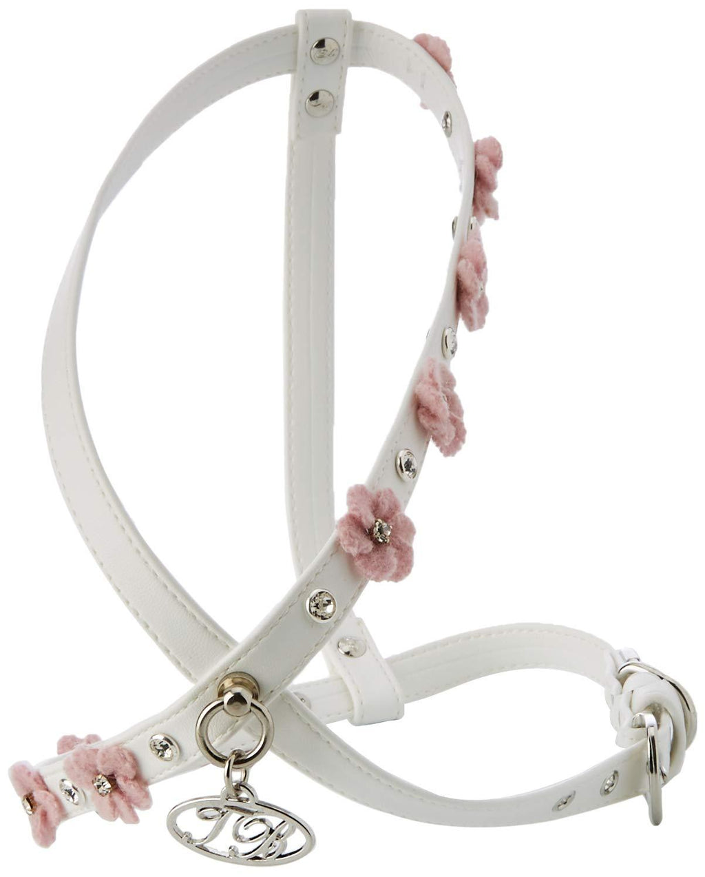 Trilly tutti Brilli Meliep Harness with Alternating Swarovski Rivet And Felt And Crystal Flower, White, Large - PawsPlanet Australia