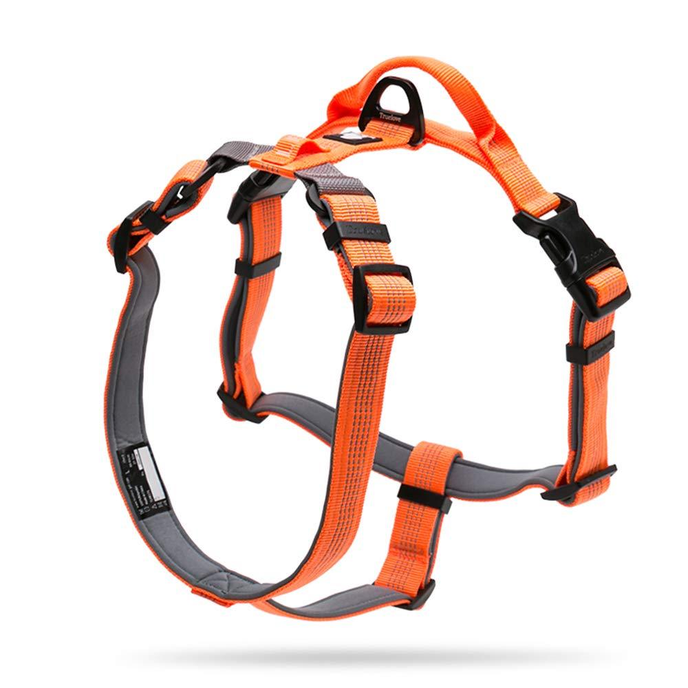 TRUE LOVE Dog Harness Adjustable Reflective Durable Padded Pet Vest With Handle Car Trip Outdoor TLH6171(Orange,M) M Orange - PawsPlanet Australia