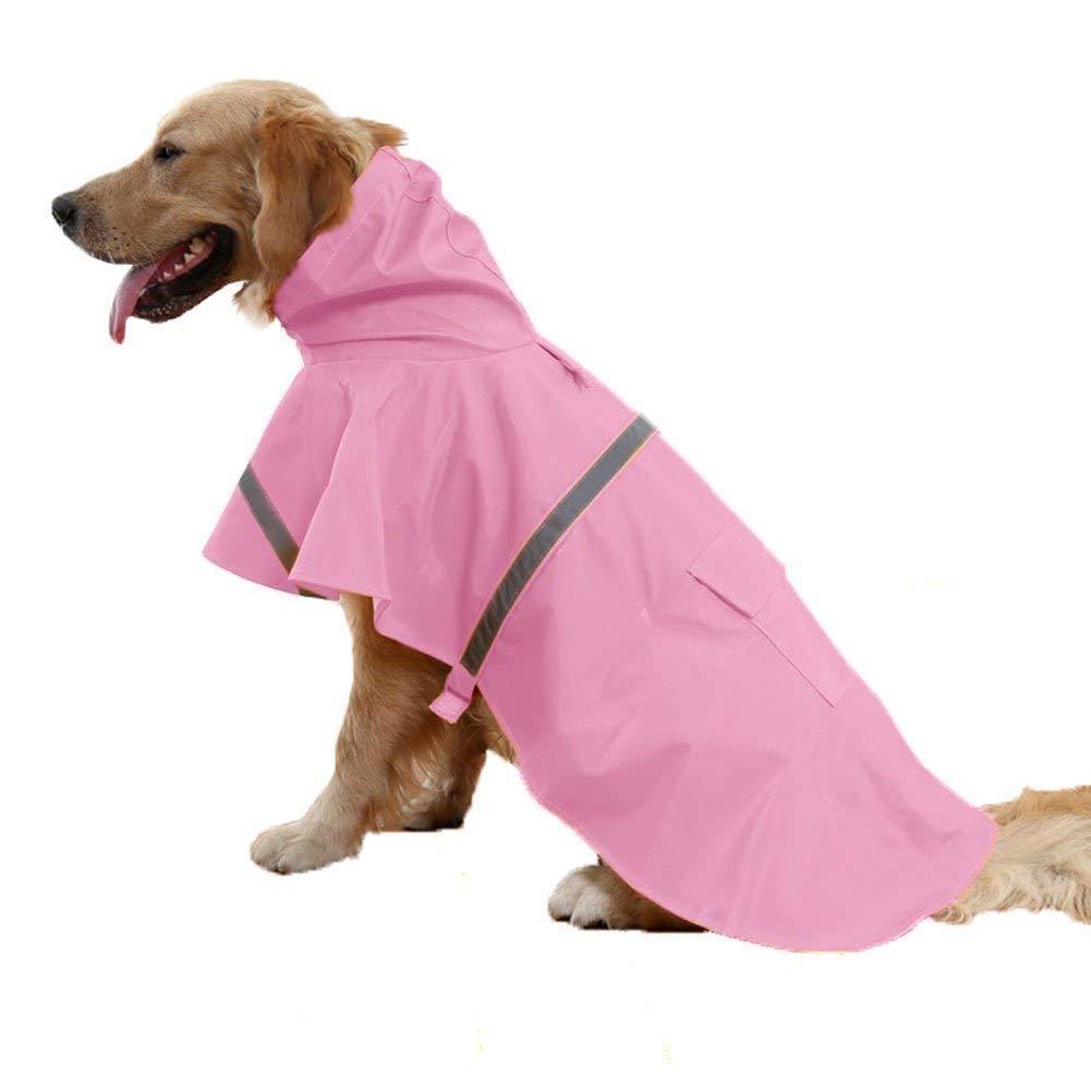 Tineer Adjustable Waterproof Pet Dog Hooded Raincoat Reflective Dog Rain Coat Jacket Dog Rain Clothes for Small Medium Large Dogs (XL, Pink) XL - PawsPlanet Australia