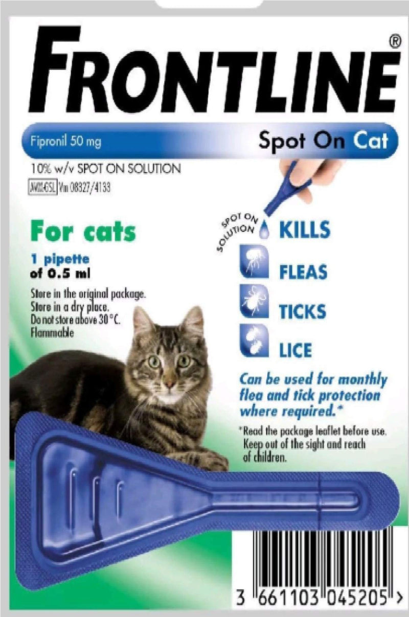 Leeway FRONTLINE SPOT ON FOR CATS -FLEA, TICK & MITE KILLS & PREVENTS (1 PIPETTE PACK) - PawsPlanet Australia