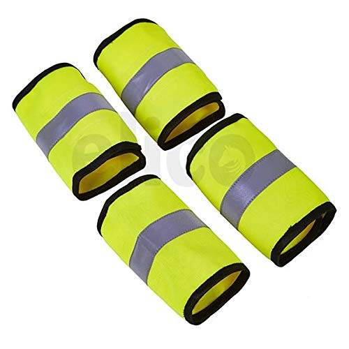 Elico AURORA REFLECTIVE LEG BANDS SET OF 4 - HIGH VIZ YELLOW - ONE SIZE ADJUSTABLE - PawsPlanet Australia