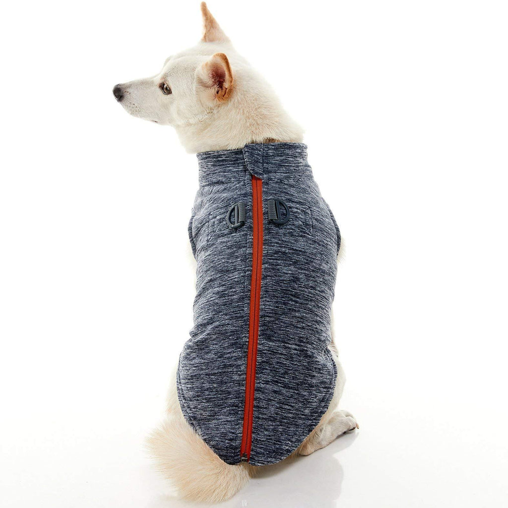 Gooby Zip Up Fleece Dog Sweater - Gray Wash, Large - Warm Pullover Fleece Step-In Dog Jacket with Dual D Ring Leash - Winter Small Dog Sweater - Dog Clothes for Small Dogs Boy and Medium Dogs Large chest (51 cm) - PawsPlanet Australia