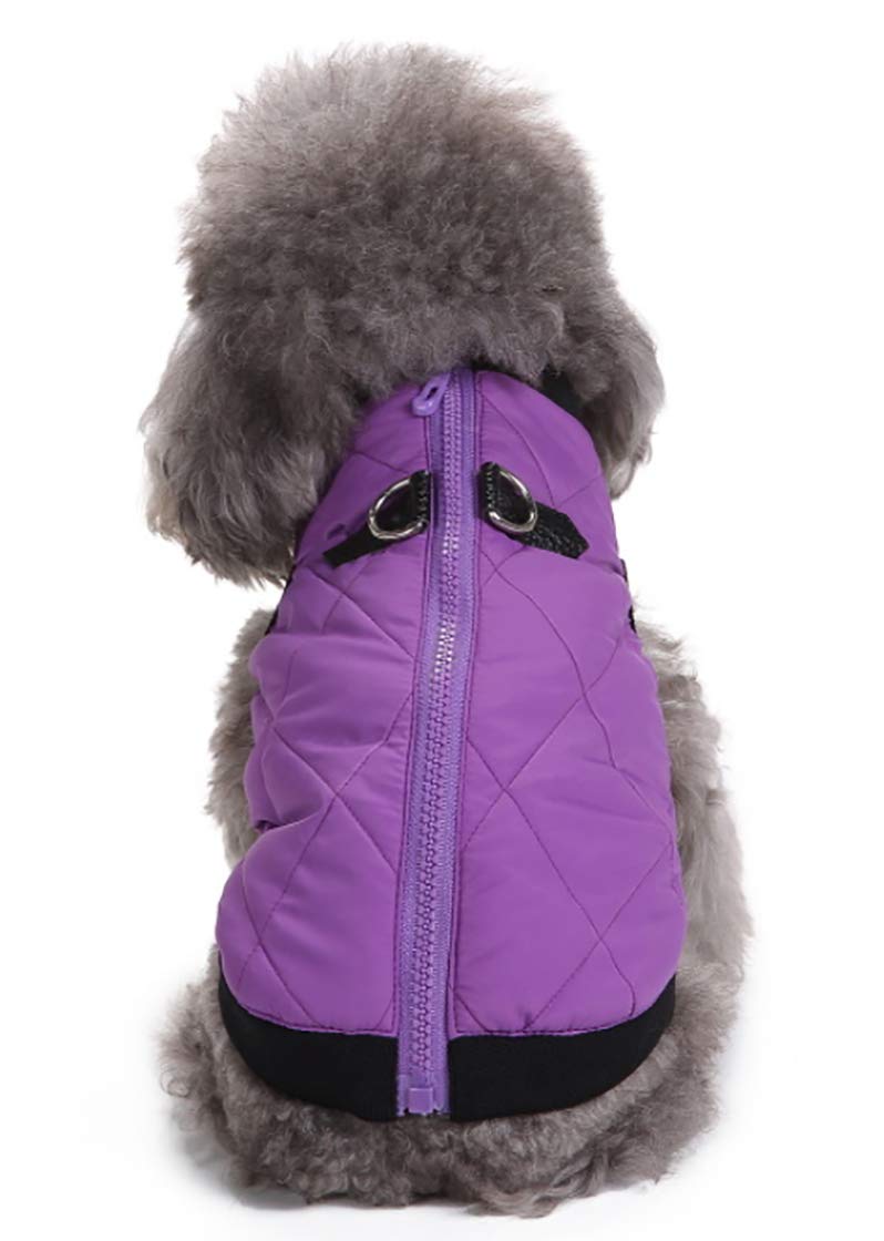 Morezi Dog Cold Weather Coat Vest Zipper Closure Cotton Paddedt Halloween Christmas Harness for Small Medium Dogs Pets - Purple - Small S - PawsPlanet Australia