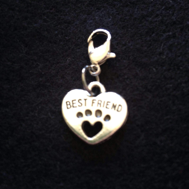 Dog Cat Rabbit Best Friend Collar Charm Silver Tone Metal Heart Pet Puppy - PawsPlanet Australia